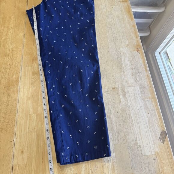 Talbot's Relaxed Chino Pant Size 12 Navy White Anchors Nautical Coastal PRISTINE - Picture 11 of 12